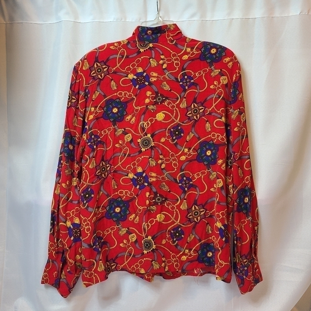 Vintage Talbots 100% Rayon Chain Pattern Women's Dress Shirt - Picture 3 of 4